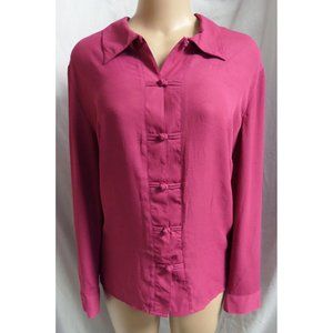 JONATHAN MARTIN   BURGUNDY SHIRRED COLLAR BUTTON UP SHIRT TOP SIZE: 1X NWT